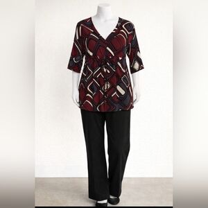 Liz Claiborne 3/4 Sleeve Colorful Top